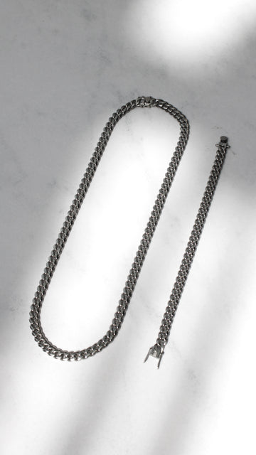 Set Cuban Link 8mm Silver