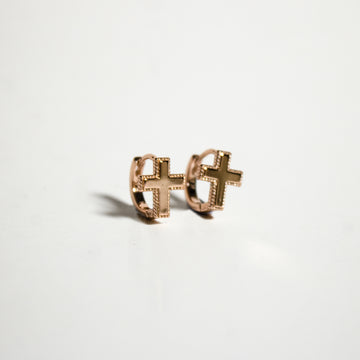 Aretes Cruz Gold Rose 18k