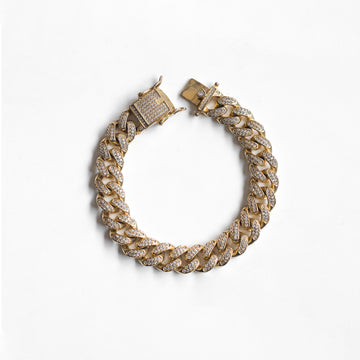 Brazalete Acero Cuban Gold Ice 12mm
