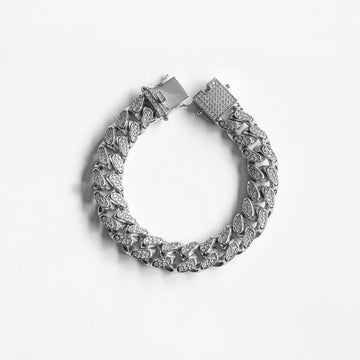 Brazalete Acero Cuban Silver Ice 18k - 15mm