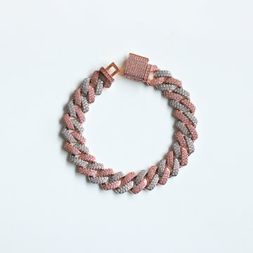 Brazalete Cuban Prong Acero Doble Color 12mm