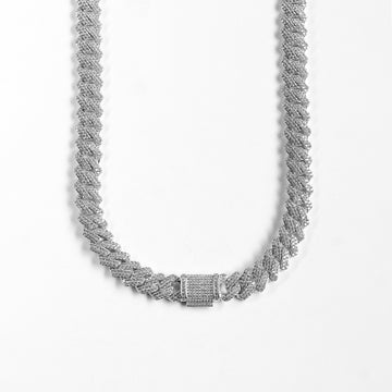 Cuban Prong Miami Silver Ice 14mm