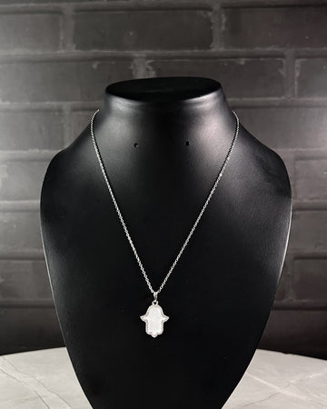 Cadena Mano Fatima Silver White