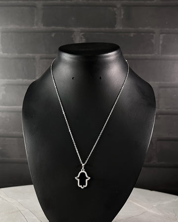 Cadena Mano Fatima Silver Black