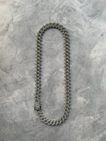 Cadena Cuban Basic Prong Silver 18k