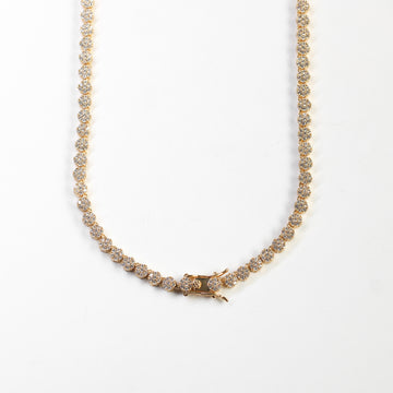 Cadena Tennis Ice Flor Gold 18k