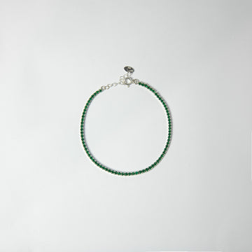 Brazalete Tennis Verde 2mm Plata 925