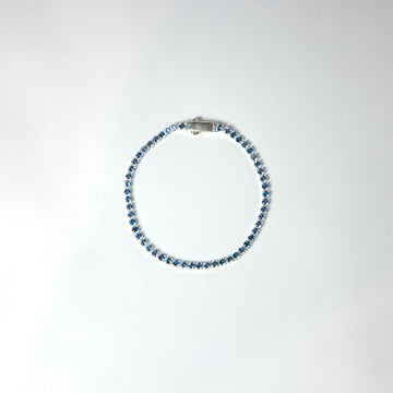 Brazalete Tennis Azul 3mm Plata 925