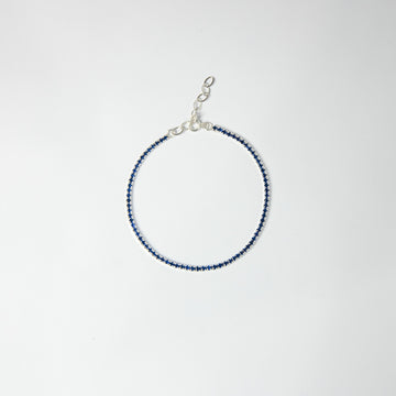 Brazalete Tennis Azul 2mm Plata 925