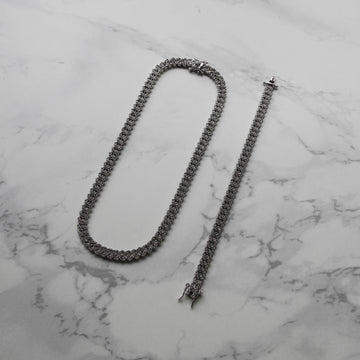 Set Cuban Miami Silver Bronce 8mm