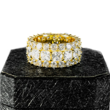 Anillo 3 Filas Gold Full Ice