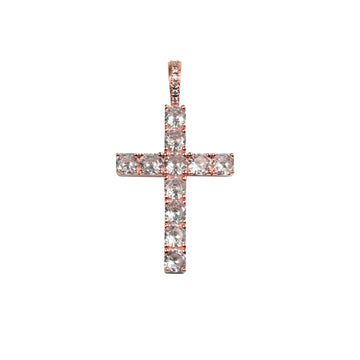 Cadena Cruz Ice Gold Rose 18k