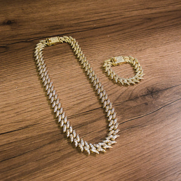 Set Cuban Ice Spear 18k Gold - 20mm