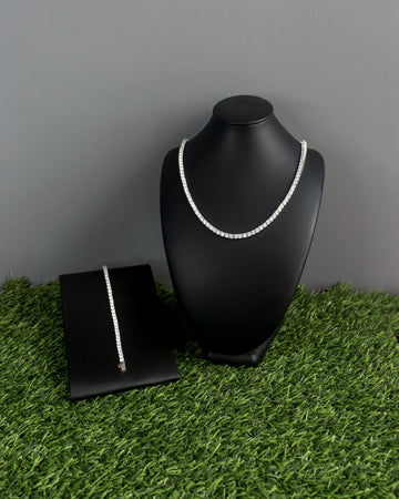 Cadena Tennis y Pulsera Tennis Silver