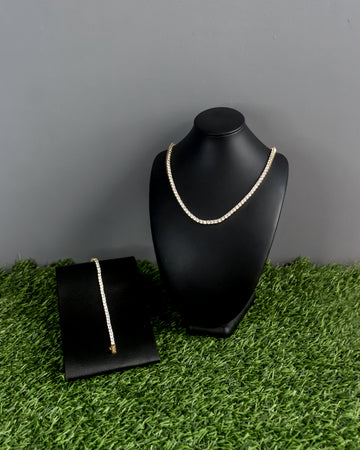 Cadena Tennis y Pulsera Tennis Gold 18k