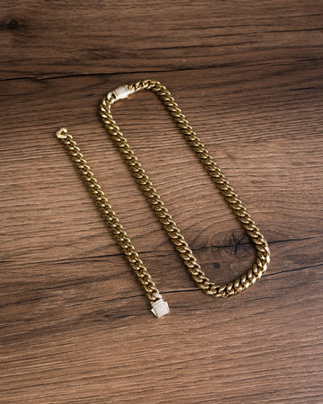 Set Cadena y Brazalete 18k Cuban Link Gold 2.0