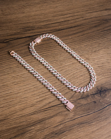 Set Cuban Prong Acero Doble Color 18k