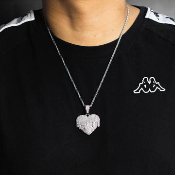 Cadena Corazón en Llamas Ice Silver 18k