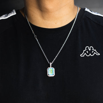 Cadena Gema Verde Agua Ice 18k
