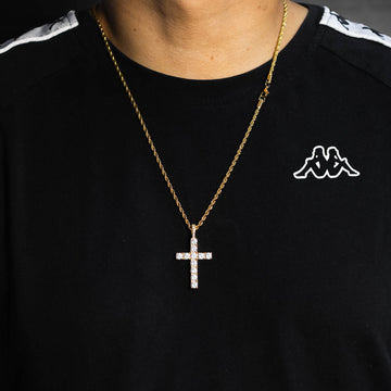 Cadena Cruz Ice Gold 18k
