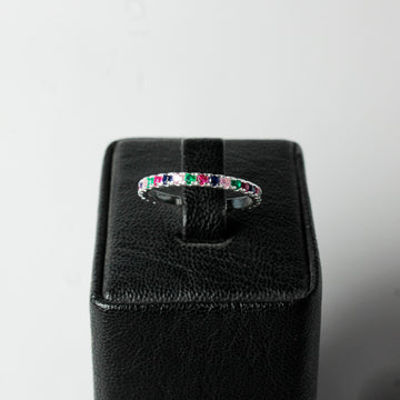 Anillo Mini cuban tennis Multicolor Plata 925 2.0