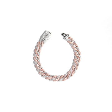 Brazalete Cuban Prong Doble Color 18k 10mm