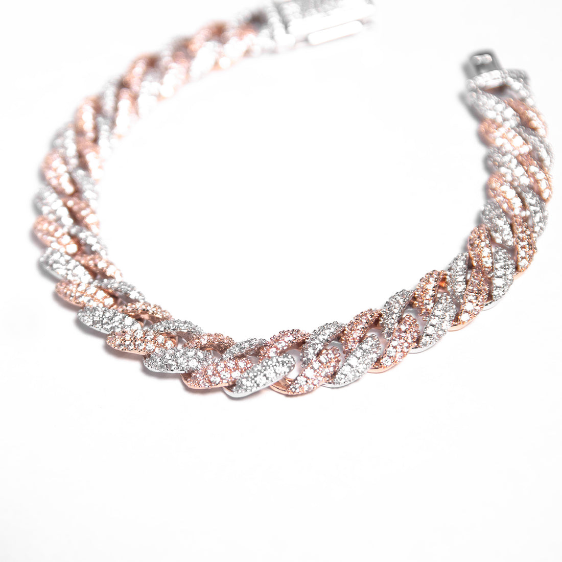 Brazalete Cuban Prong Doble Color 18k 10mm