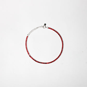 Brazalete Tennis Red 2mm Plata 925
