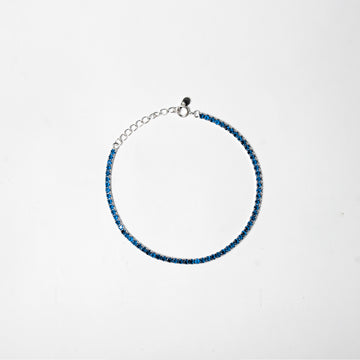 Brazalete Tennis Blue 2mm Plata 925