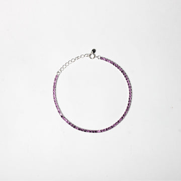 Brazalete Tennis Pink 2mm Plata 925