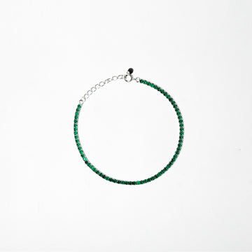 Brazalete Tennis Green 2mm Plata 925