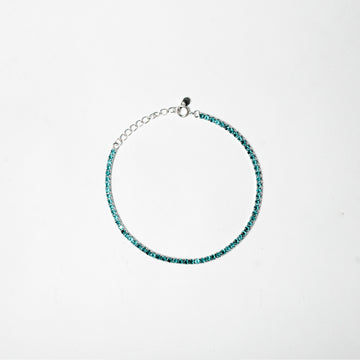 Brazalete Tennis Aqua 2mm Plata 925