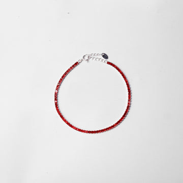 Brazalete Tennis Red 3mm Plata 925