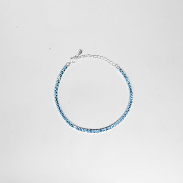 Brazalete Tennis Sky Blue 3mm Plata 925