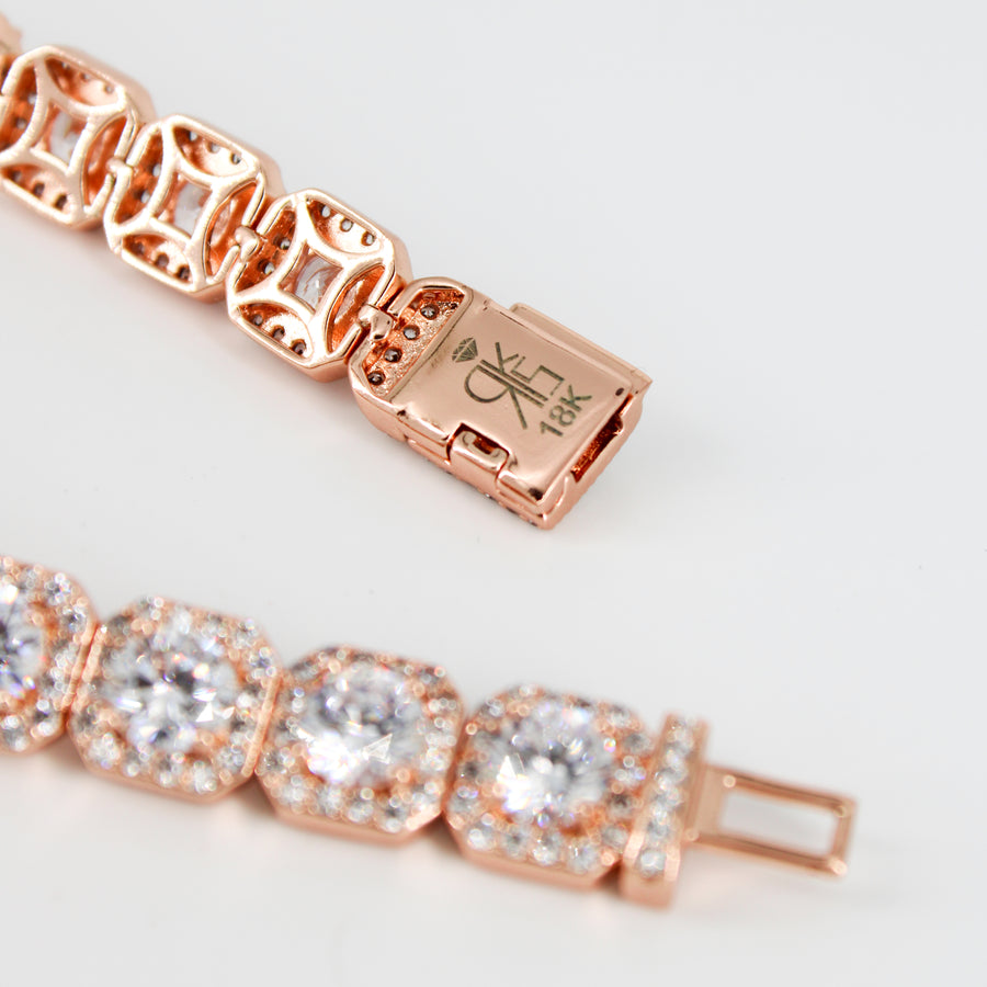 Brazalete Cuban Tennis Gold Rose 18k