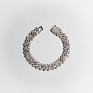 Brazalete Cuban Prong Moissanita Plata 925