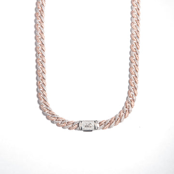 Cadena Cuban Prong Doble Color 18k 10mm