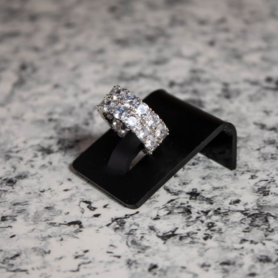 Anillo Tennis Doble Fila Silver Ice