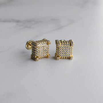 Arete Cuadrado Iced Gold 18k