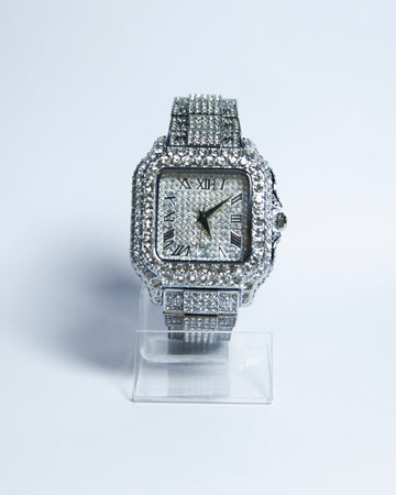 Reloj Cuadrado Iced Silver 18k