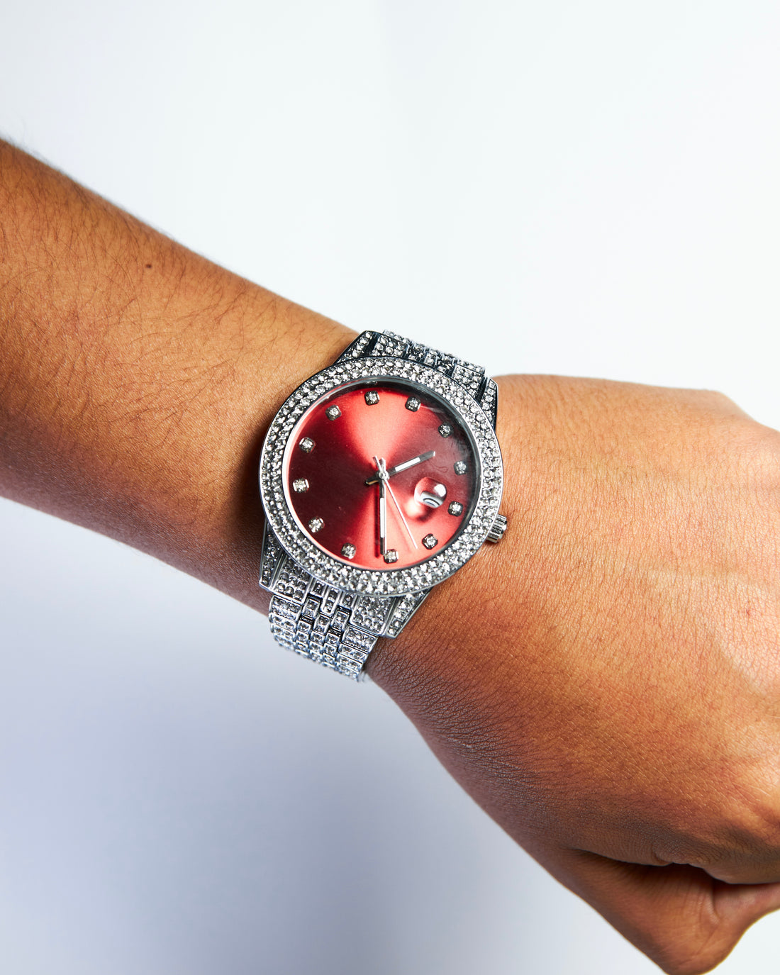 Reloj Iced Red Silver 18k