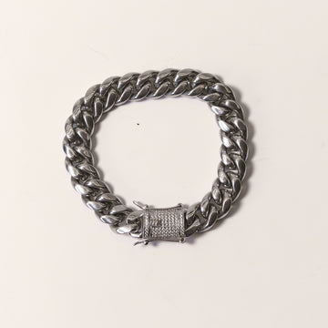 Brazalete Cuban Prong Doble cajón Silver