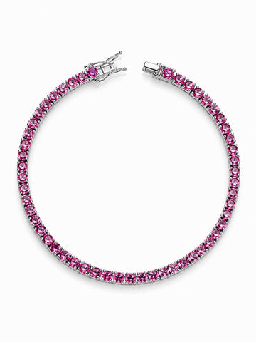 Brazalete Tennis Fucsia 4mm Plata 925
