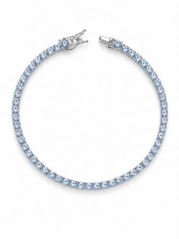 Brazalete Tennis Celeste 4mm Plata 925