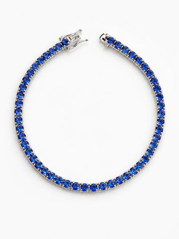 Brazalete Tennis Azul 4mm Plata 925