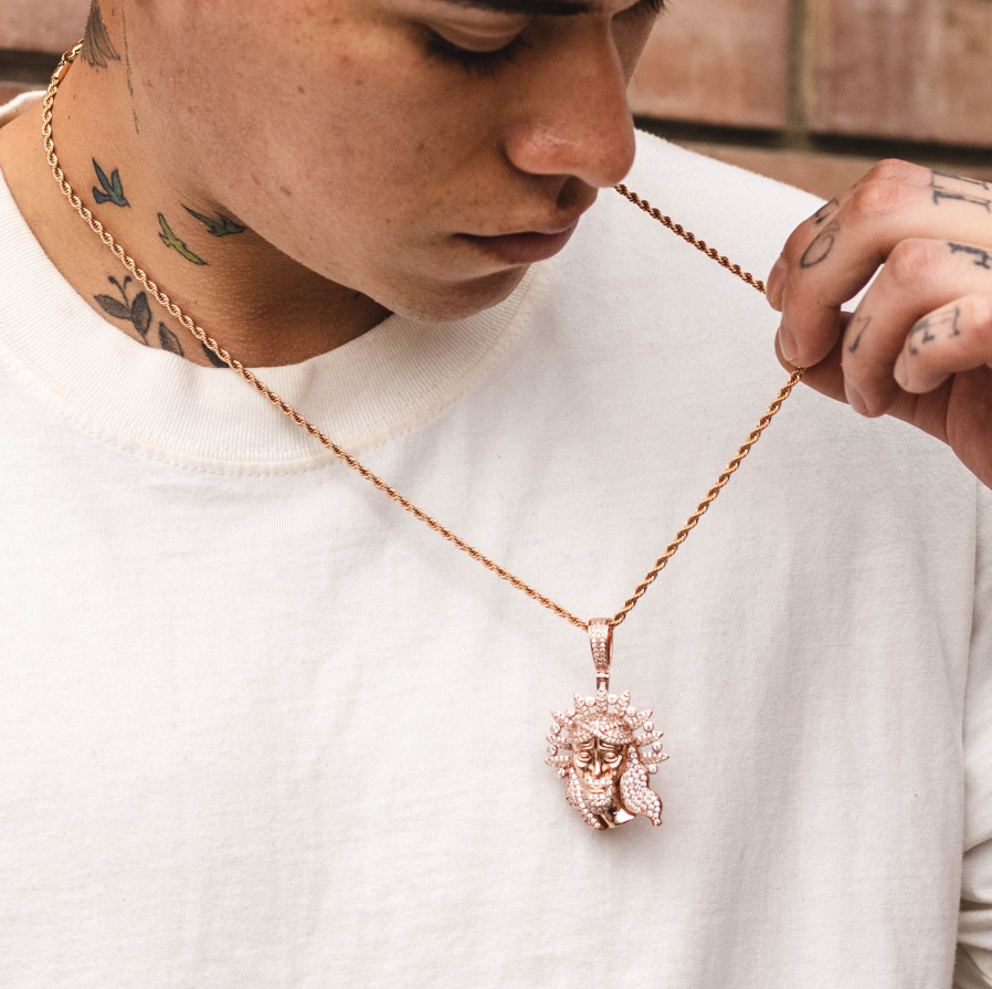 Cadena Cristo Gold Rose Ice 18k