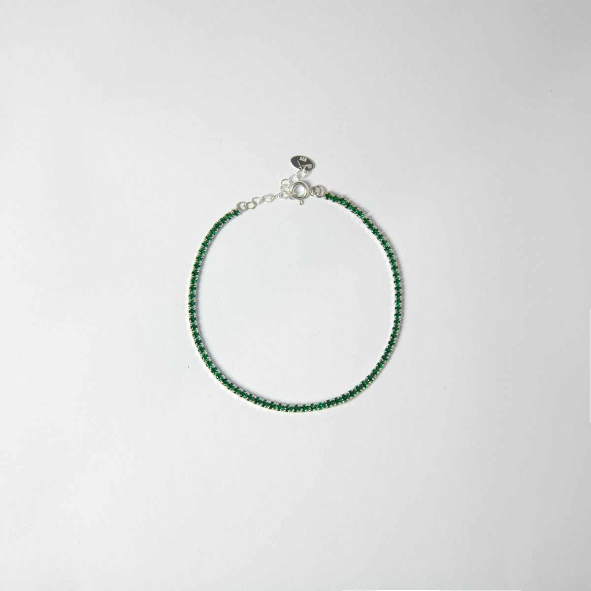 Brazalete Tennis Verde 2mm Plata 925