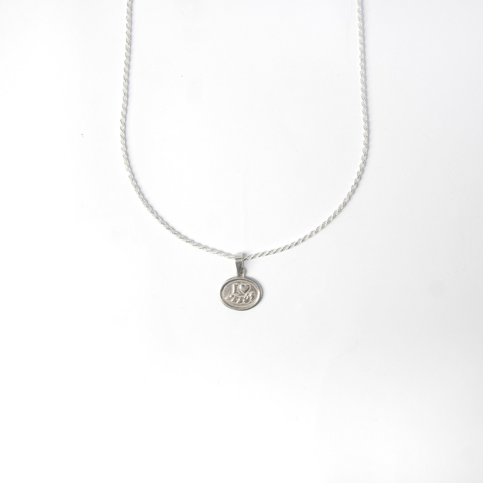 Cadena Dije I love Jesus Plata 925