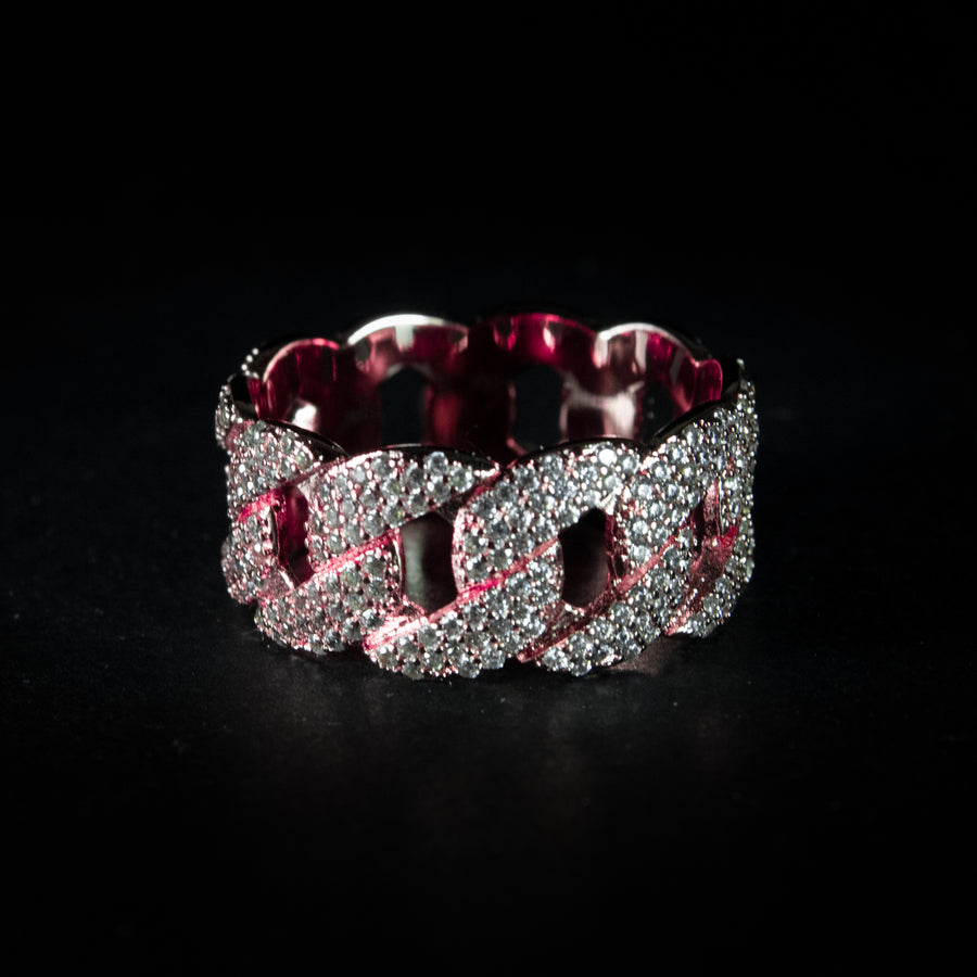 Anillo Cuban Link Ice Gold Rose