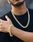 Set Cuban Link Ice Gold Iced 15mm